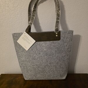 Thirty-One Gray and Brown Felt Shopper Tote